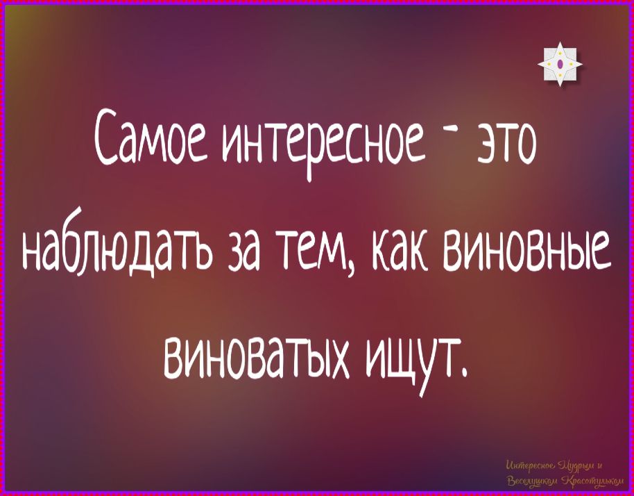 Самое интересное - это наблюдать за тем, как виновные виноваты ищут.