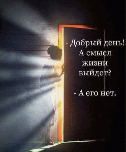 - Добрый день!\nА смысл жизни выйдет?\n- А его нет.