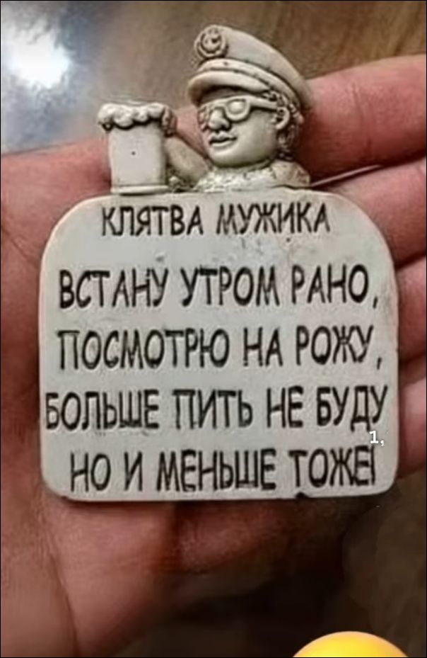 Клятва мужика: Встану утром рано, посмотрю на рожу, больше пить не буду, но и меньше тоже