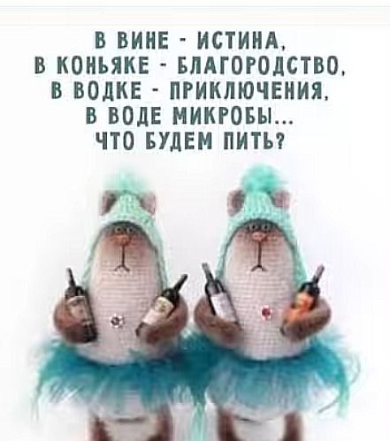 В вине - истина, в коньяке - благородство, в водке - приключения, в воде микробы!... Что будем пить?