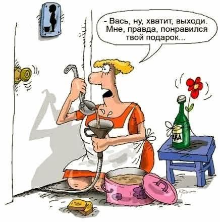 Вась, ну, хватит, выходи. Мне, правда, понравился твой подарок...