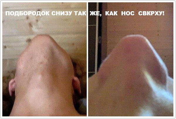 ПОДБОРОДОК СНИЗУ ТАК ЖЕ, КАК НОС СВЕРХУ!