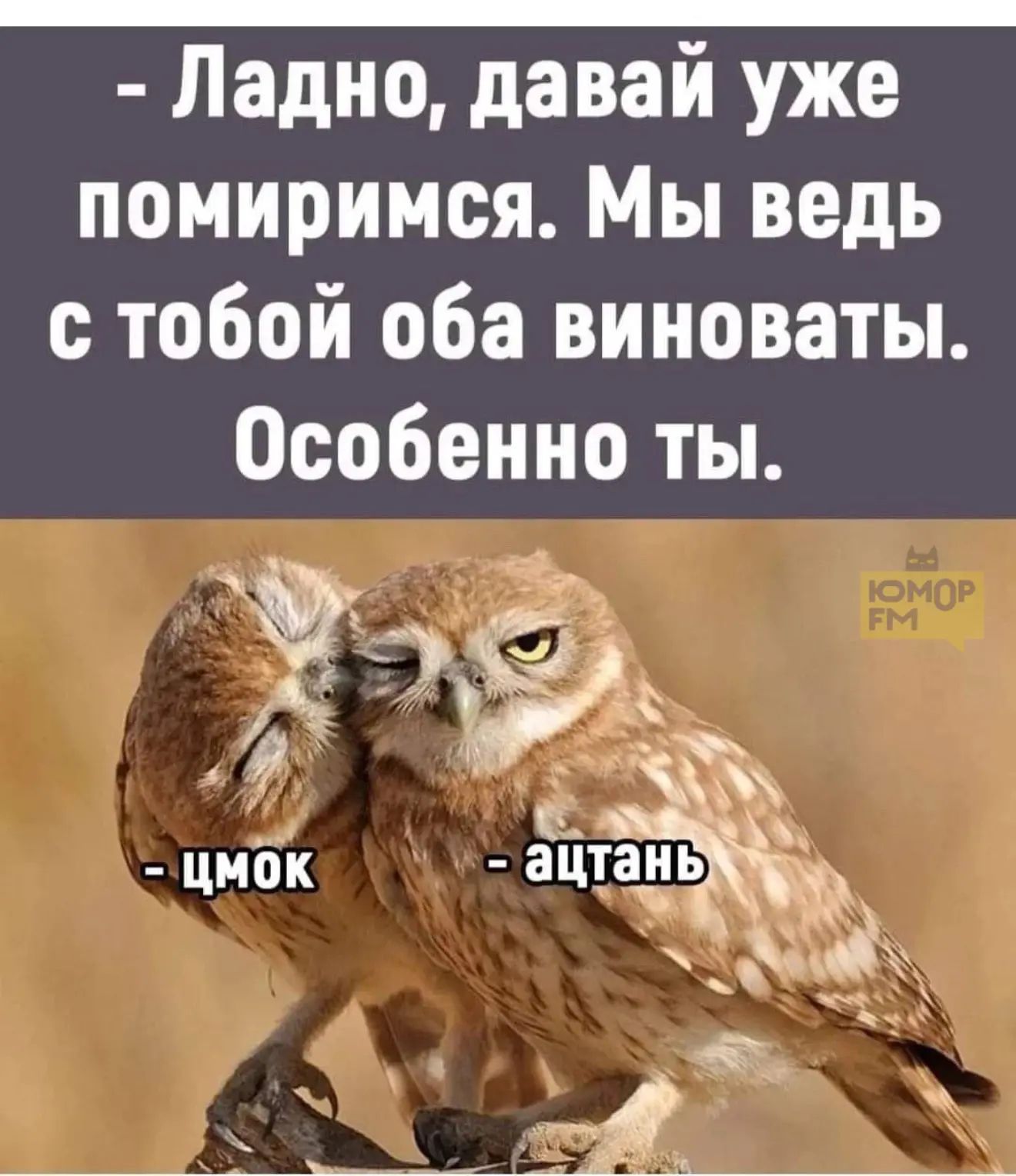 - Ладно, давай уже помиримся. Мы ведь с тобой оба виноваты. Особенно ты.
- цмок
- ащтань