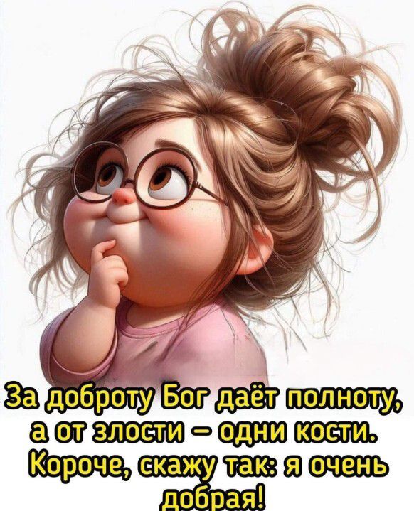 За доброту Бог даёт полноту, а от злости – одни кости. Короче, скажу так: я очень добрая!