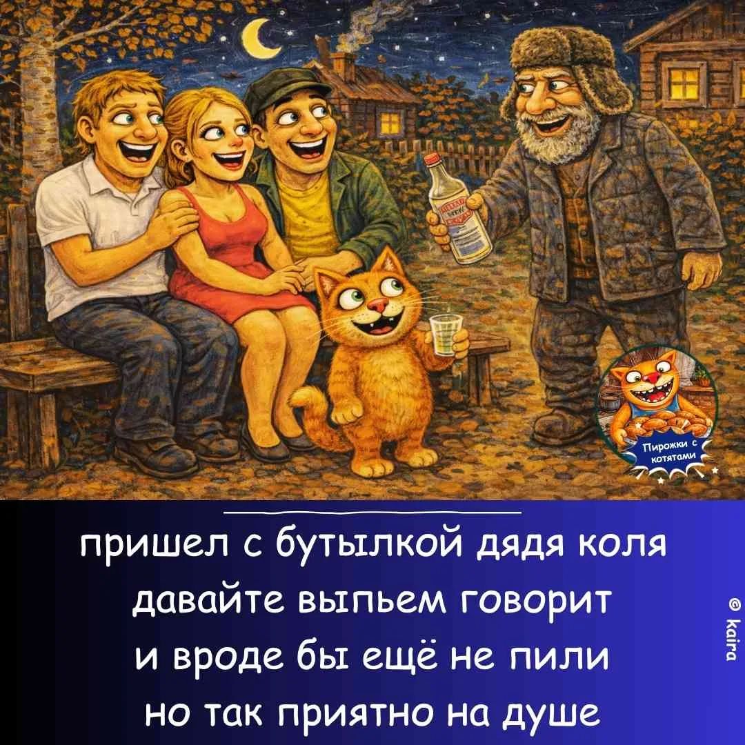 пришел с бутылкой дядя коля давайте выпьем говорит и вроде бы еще не пили но так приятно на душе Пирожки с котятами