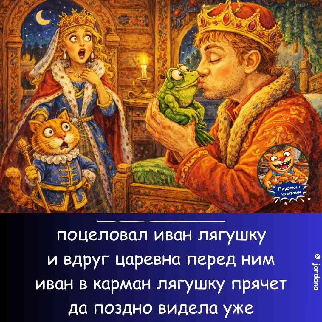 поцеловал иван лягушку и вдруг царевна перед ним иван в карман лягушку прячет да поздно видела уже Пирожки с котятами @jordana