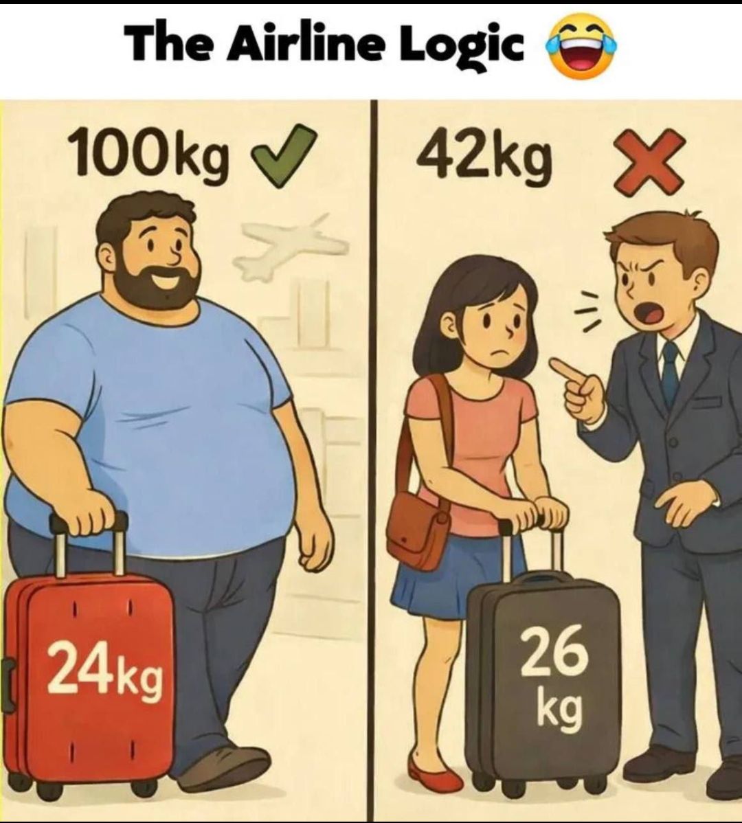 The Airline Logic 😂 100kg ✅ 24kg 42kg ❌ 26kg