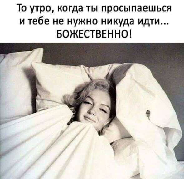 То утро, когда ты просыпаешься и тебе не нужно никуда идти... БОЖЕСТВЕННО!