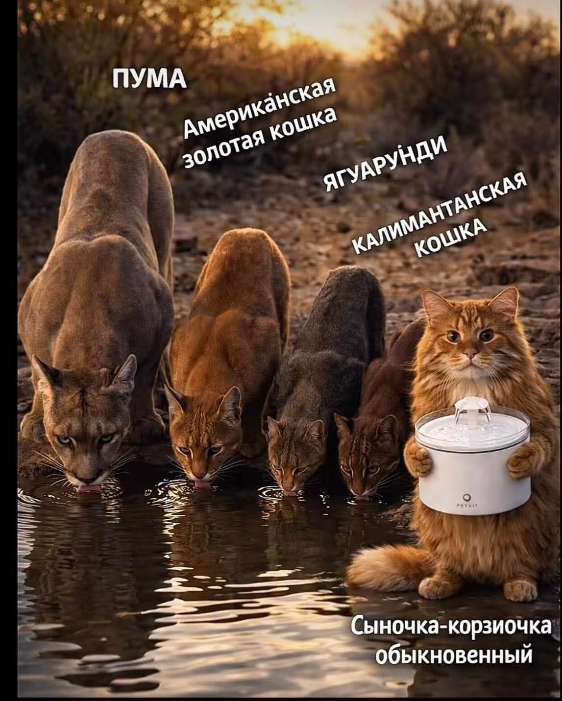 ПУМА Американская золотая кошка ЯГУАРУНДИ Калимантанская кошка Сыночка-корзиочка обыкновенный PETKIT