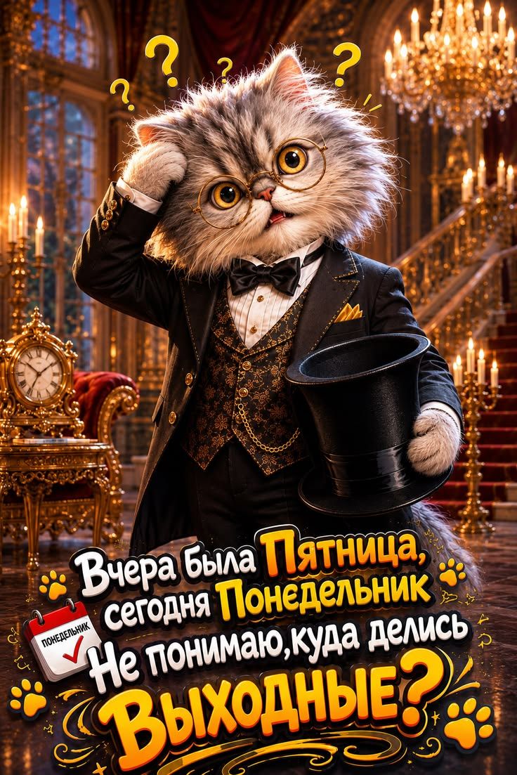 Вчера была Пятница, сегодня Понедельник. Не понимаю, куда делись Выходные? ПОНЕДЕЛЬНИК