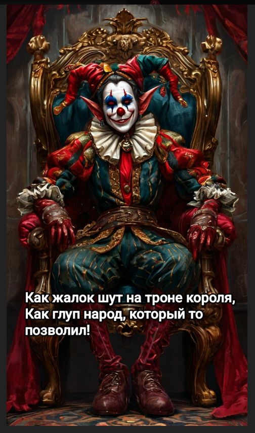 Как жалок шут на троне короля, Как глуп народ, который то позволил!