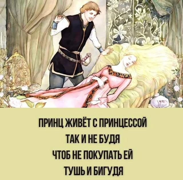 ПРИНЦ ЖИВЁТ С ПРИНЦЕССОЙ ТАК И НЕ БУДЯ ЧТОБ НЕ ПОКУПАТЬ ЕЙ ТУШЬ И БИГУДЯ
