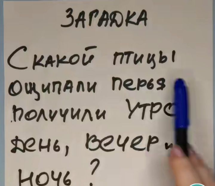 ЗАГАДКА С какой птицы Ощипали перья Получили утро день, вечер и ночь ?