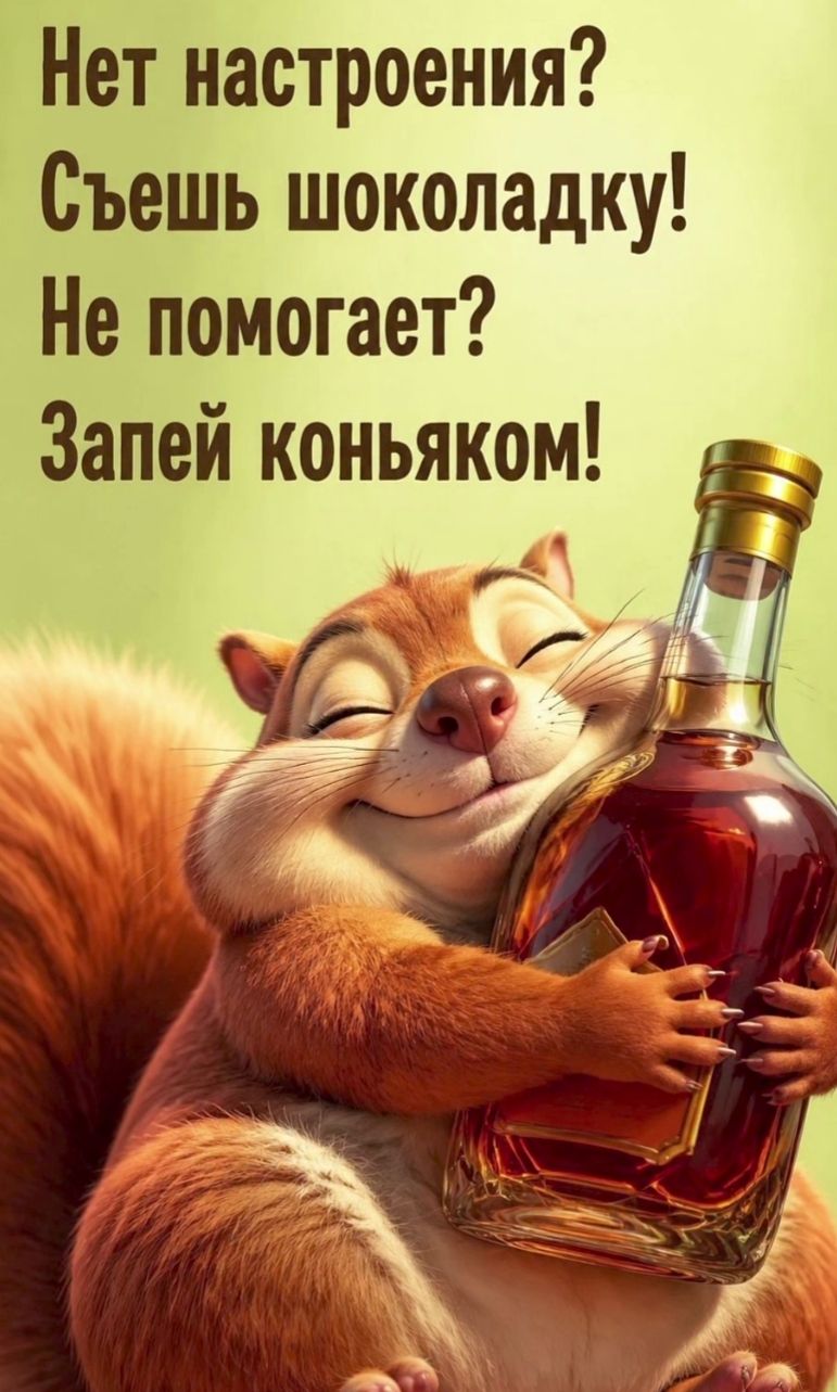 Нет настроения? Съешь шоколадку! Не помогает? Запей коньяком!