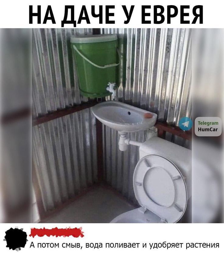 НА ДАЧЕ У ЕВРЕЯ А потом смыв, вода поливает и удобряет растения