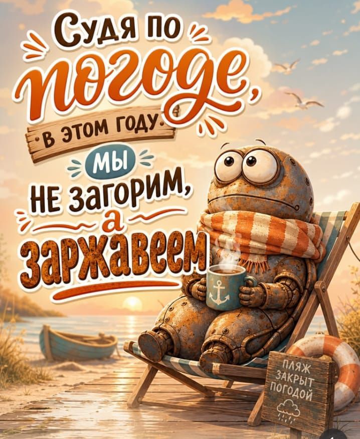 Судя по погоде, в этом году мы не загорим, а заржавеем! ПЛЯЖ ЗАКРЫТ ПОГОДОЙ