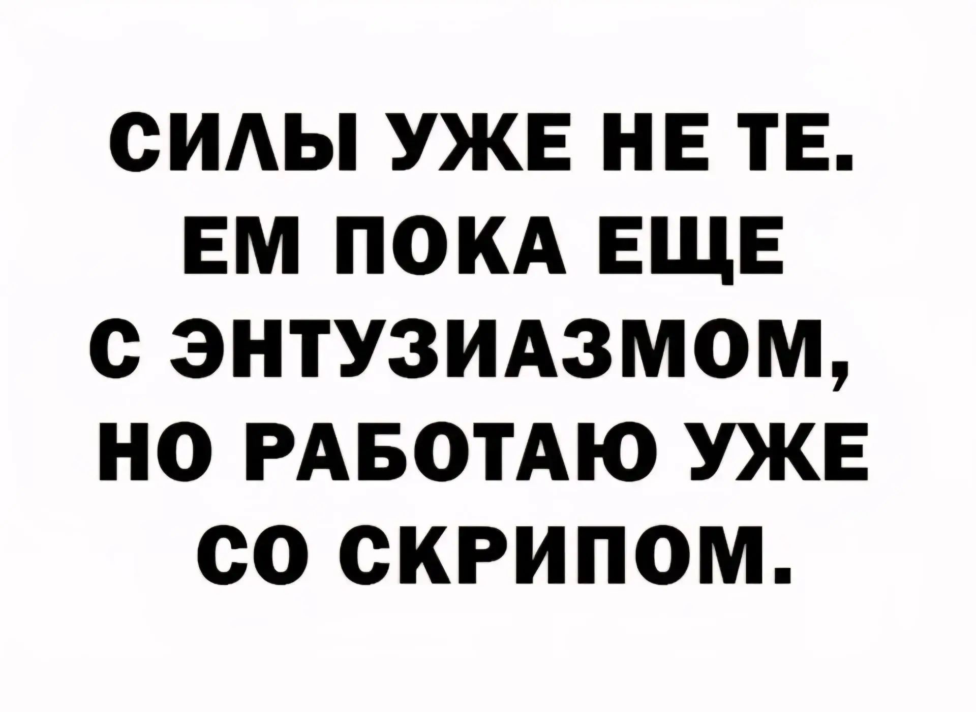 СИЛЫ УЖЕ НЕ ТЕ. ЕМ ПОКА ЕЩЕ С ЭНТУЗИАЗМОМ, НО РАБОТАЮ УЖЕ СО СКРИПОМ.