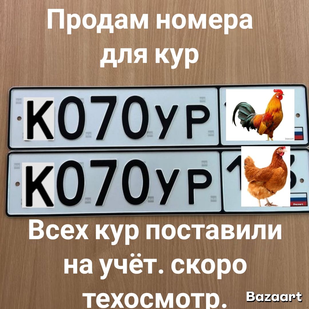 Продам номера для кур К070УР К070УР Всех кур поставили на учёт. скоро техосмотр. Bazaart