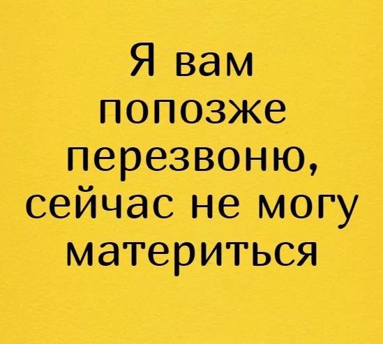 Я вам попозже перезвоню, сейчас не могу материться