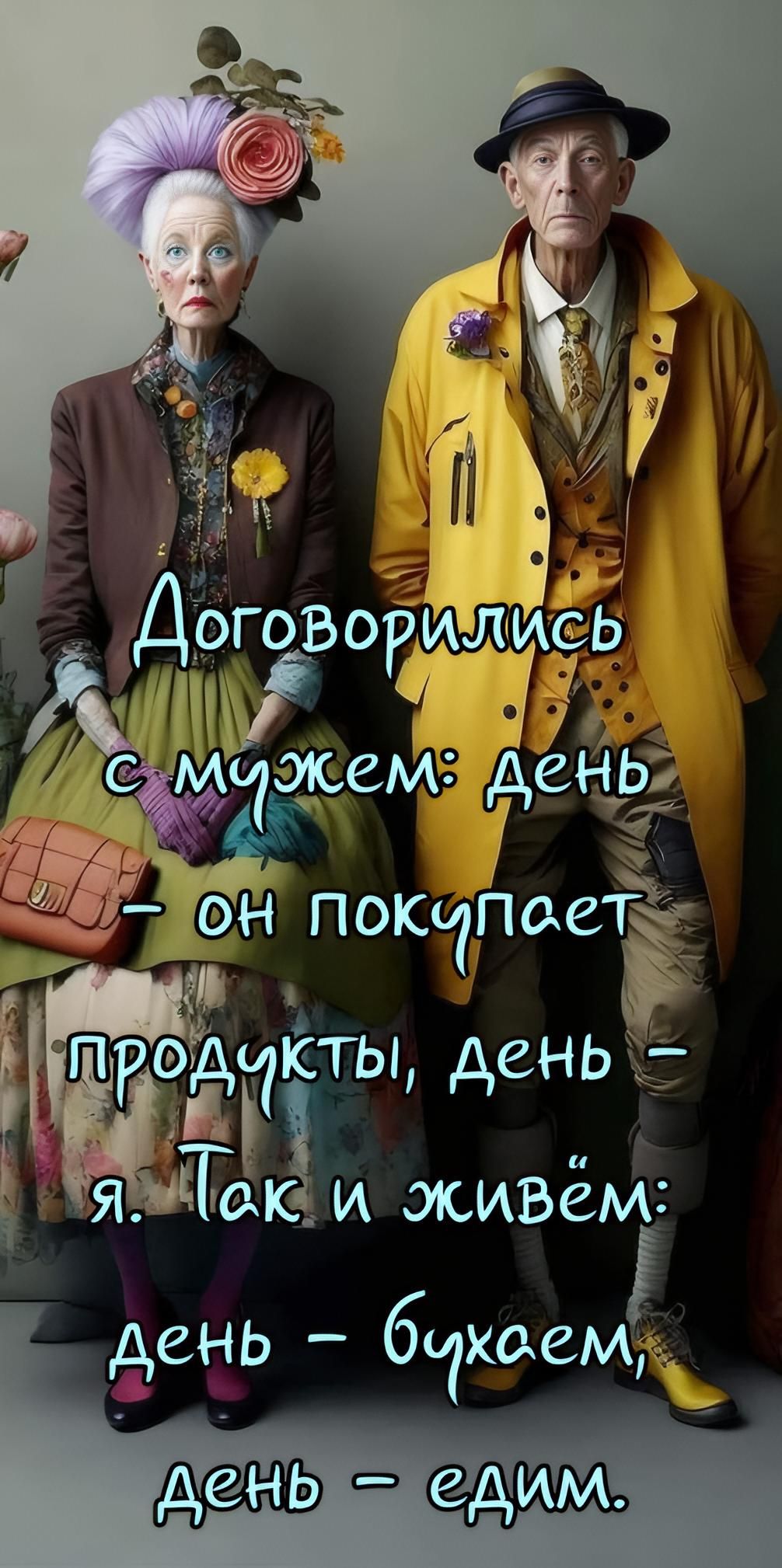 Договорились с мужем: день – он покупает продукты, день – я. Так и живём: день – бухаем, день – едим.