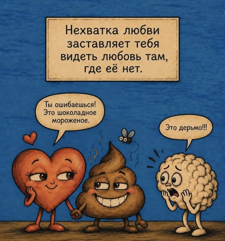 Нехватка любви заставляет тебя видеть любовь там, где её нет. Ты ошибаешься! Это шоколадное мороженое. Это дерьмо!!!