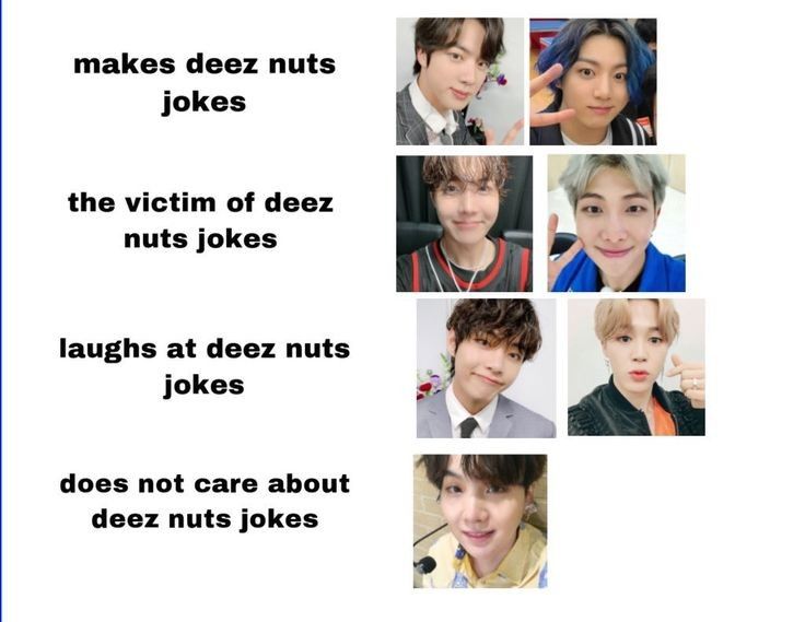 makes deez nuts jokes the victim of deez nuts jokes laughs at deez nuts jokes does not care about deez nuts jokes