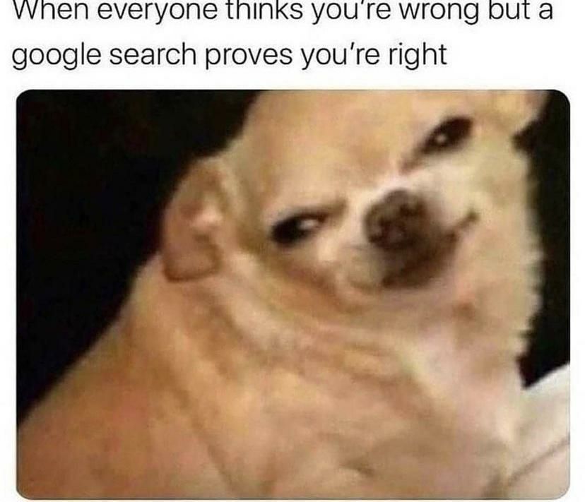 vvnen everyone tninks you re wrong but a google search proves youre right