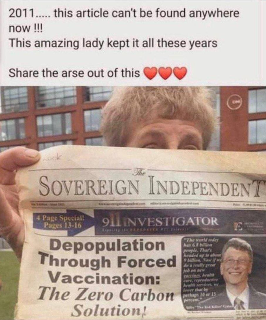 2011 this article cant be found anywhere now This amazing lady kept it all these years Share the arse out of this OVEREIGN 117 _ ey s Depopulation hrough Forced Vaccination The Zero Carbon Solution qi r
