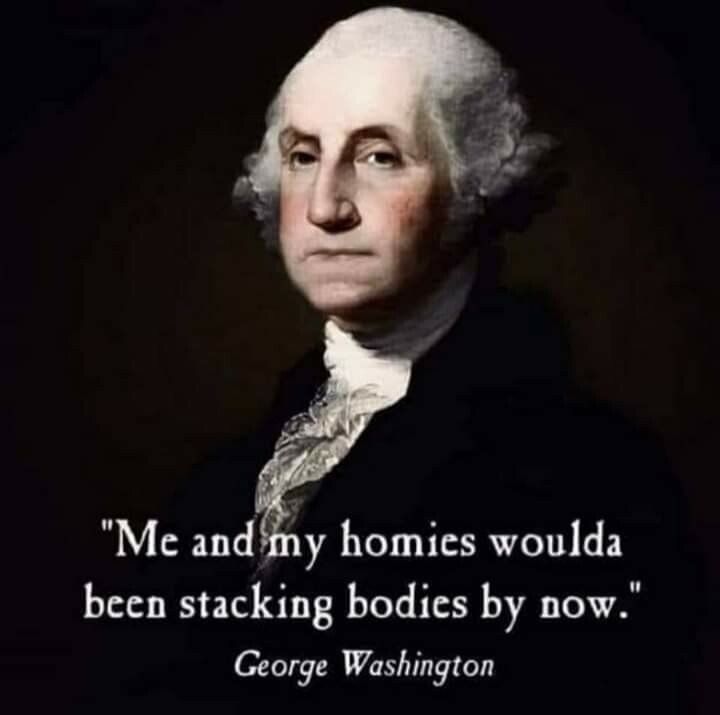 Me andmy homies woulda been stacking bodies by now George Washington