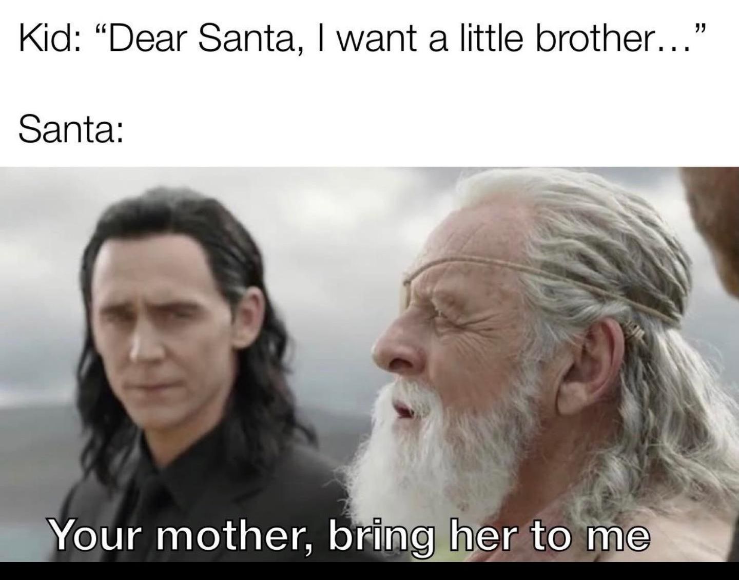 Kid Dear Santa want a little brother Santa