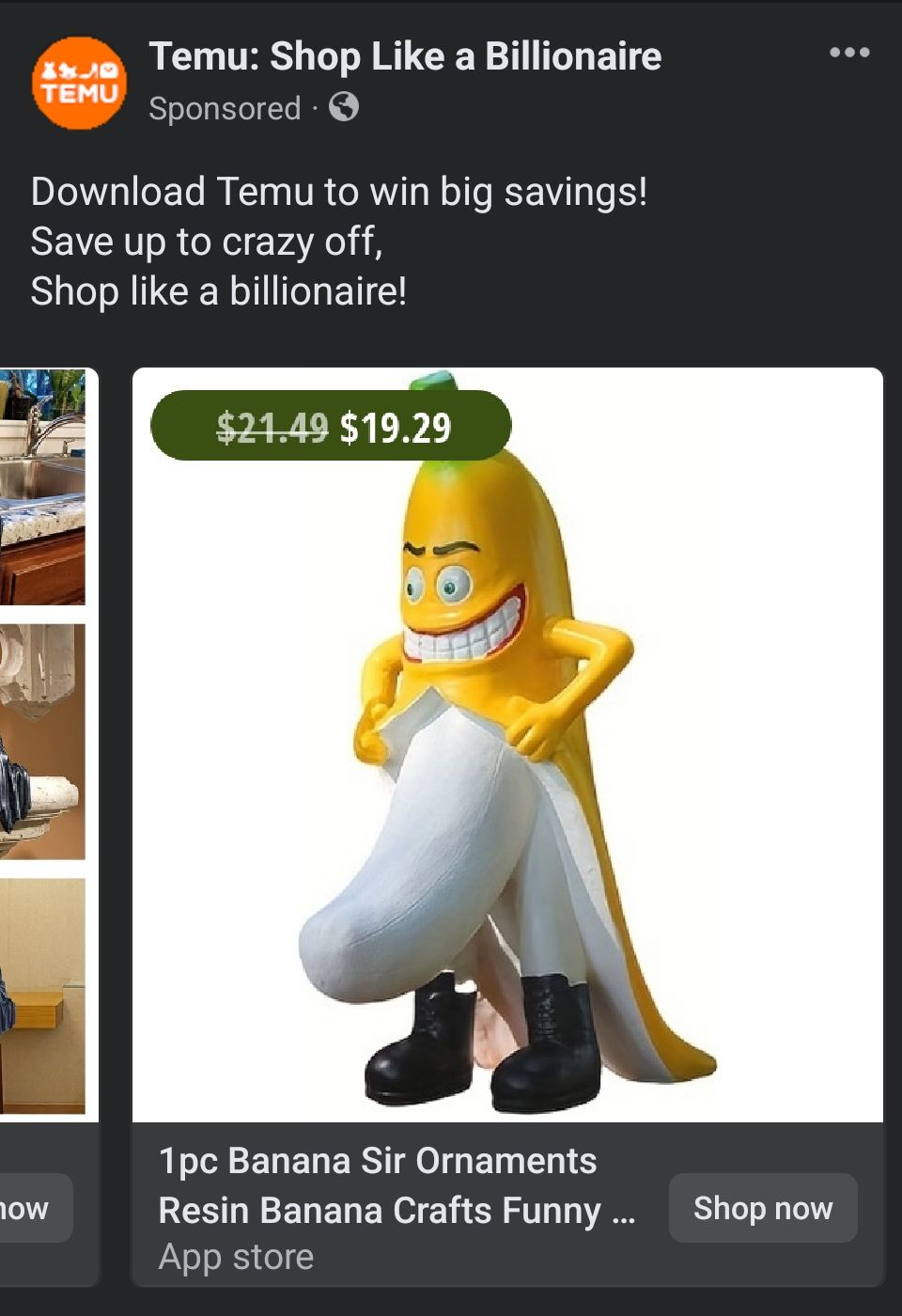 g0 Temu Shop Like a Billionaire Sponsored Download Temu to win big savings Save up to crazy off Shop like a billionaire 2149 1929 R ELELERTFO G BT ENIES ow LESLRELELENE CF VLT S UL L App store