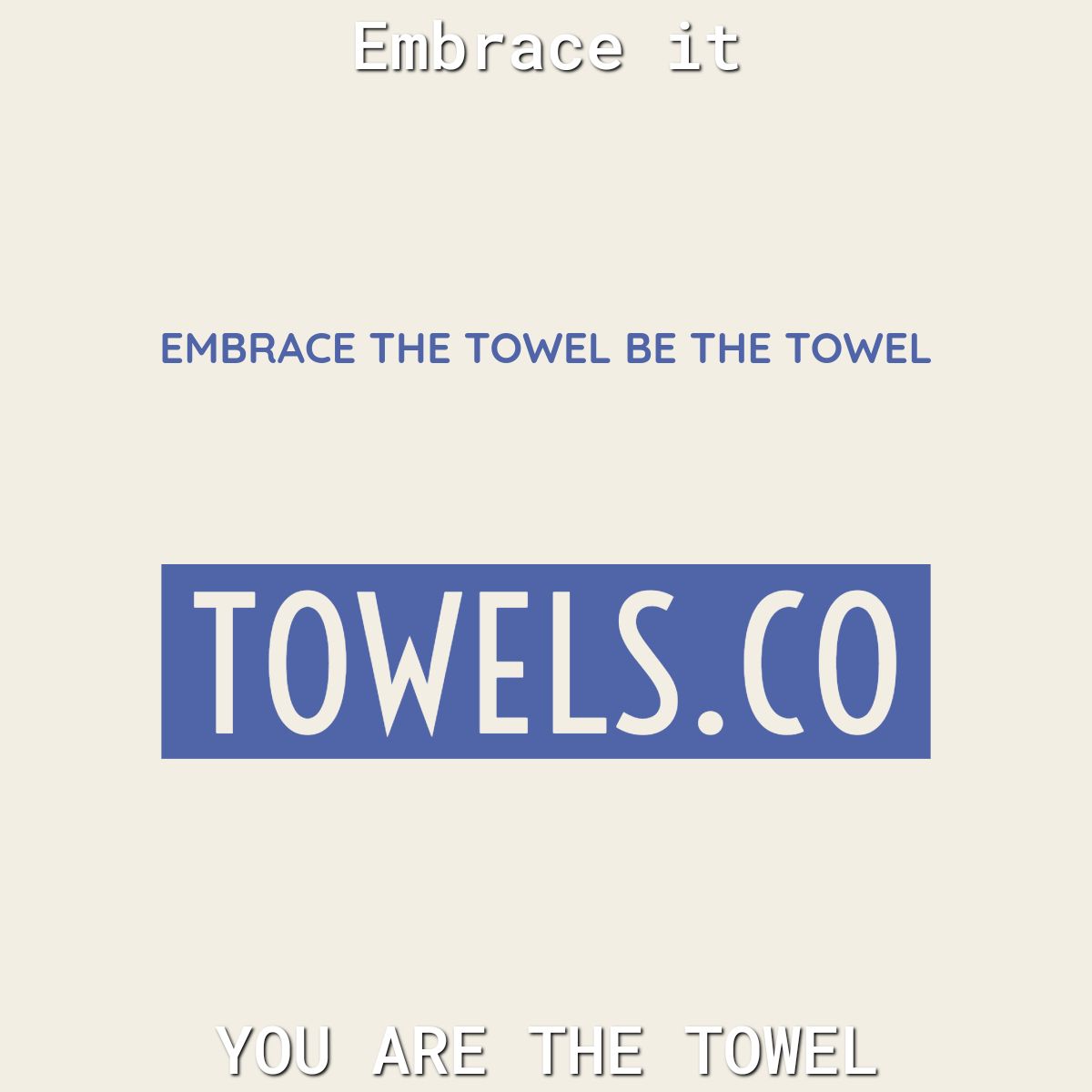 EMBRACE THE TOWEL BE THE TOWEL YOU ARE TTrl m _L 4 l