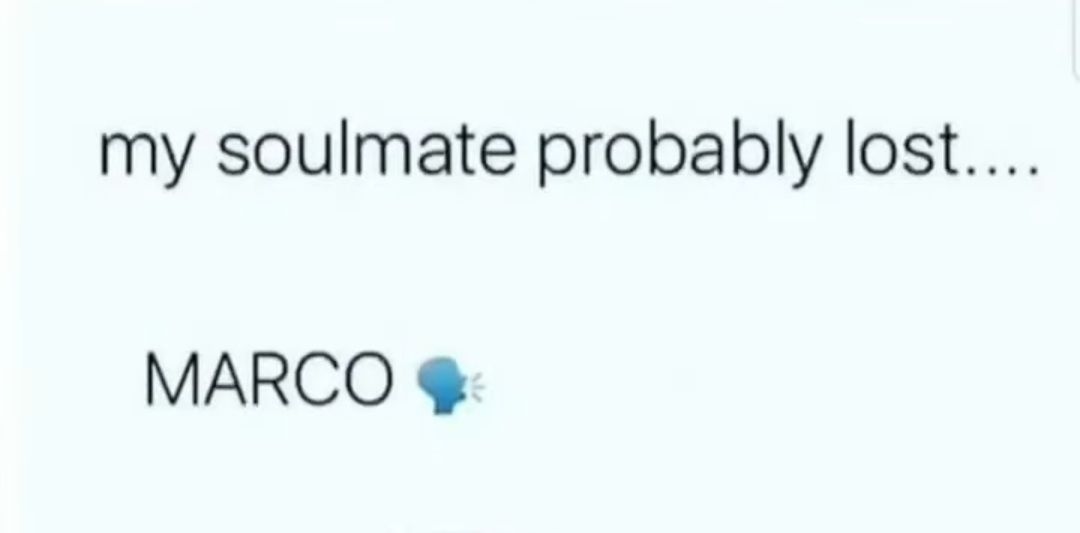 my soulmate probably lost MARCO