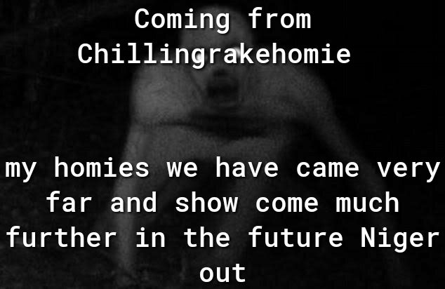 Coming from Chillingrakehomie my homies we have came very far and show come much further in the future Niger I