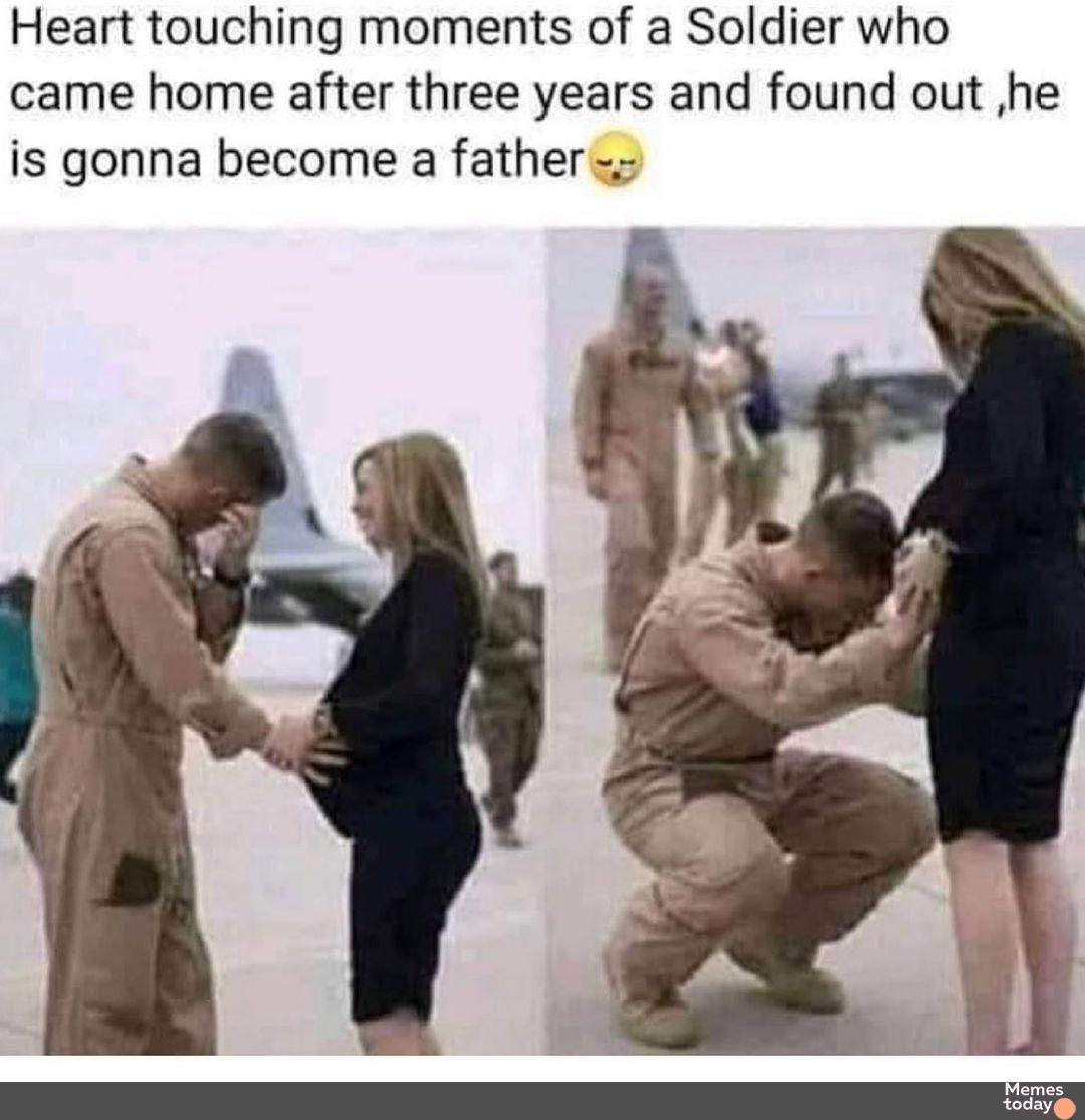 Heart touching moments of a Soldier who came home after three years and found out he is gonna become a father