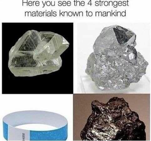 Here you see tne 4 strongest materials known to mankind