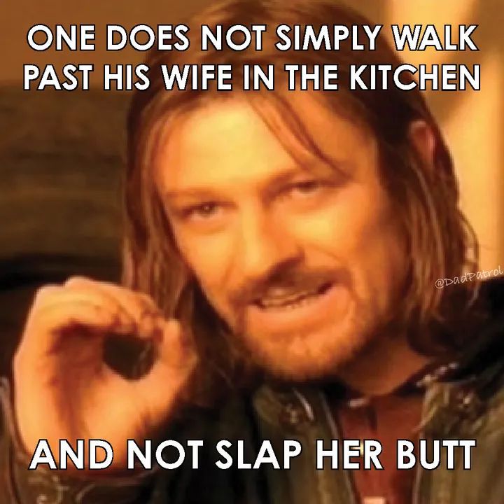 ONE DOES NOT SIMPLY WAIK PAST HIS WIFE IN THE KITCHEN ANDNOT SLAP HER BUTT