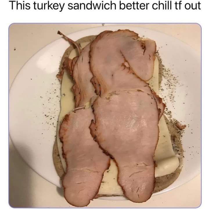 This turkey sandwich better chill tf out