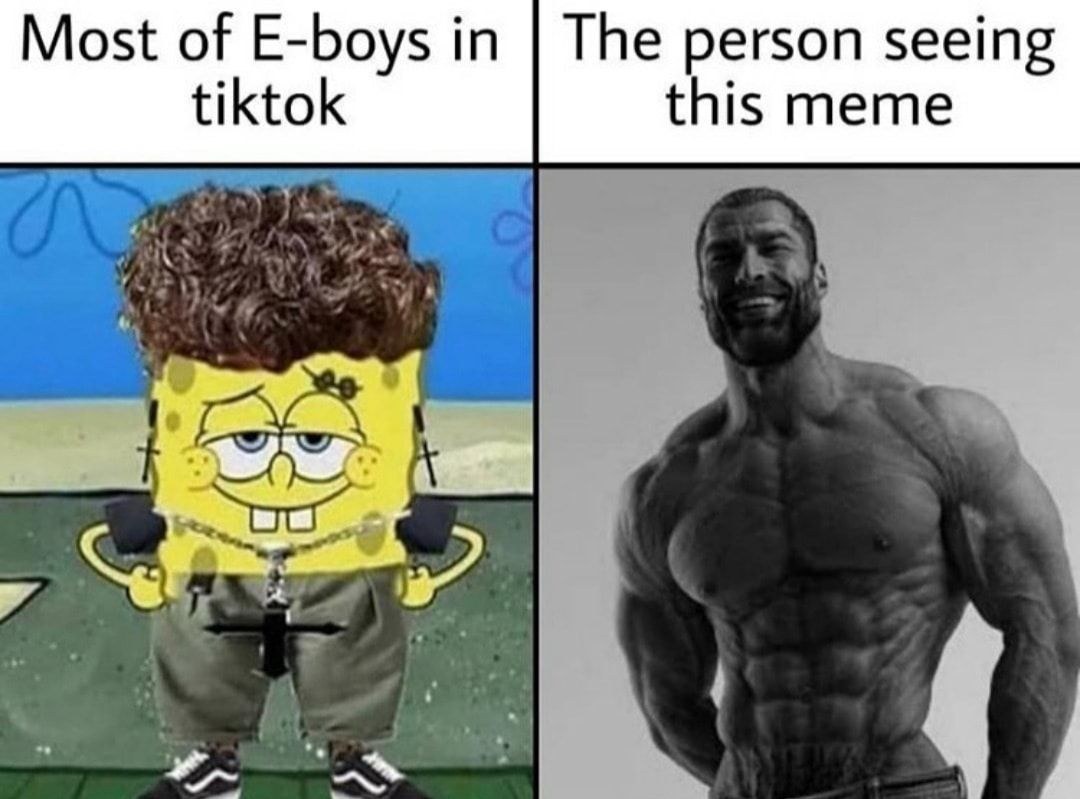 Most of E boys in The person seeing tiktok this meme