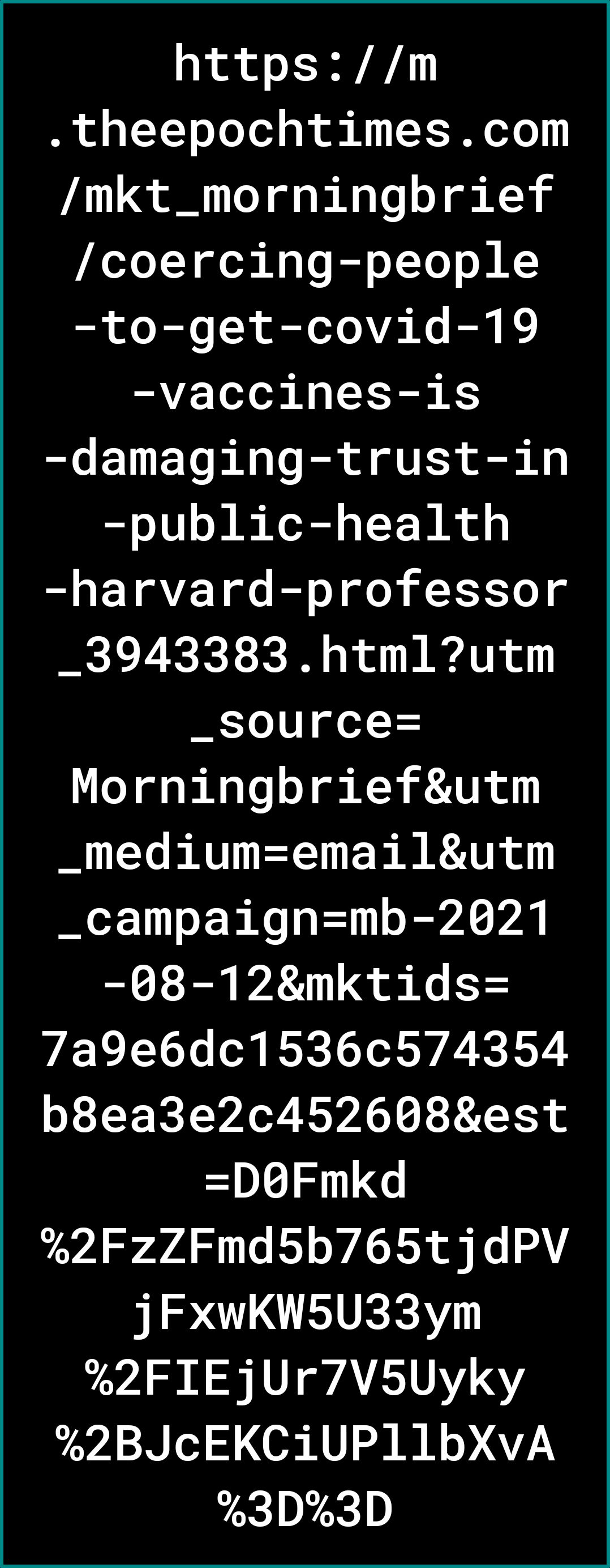 httpsm N o g TTToToTod g Robi 1 X3 o30 mkt_morningbrief coercing people to get covid 19 vaccines is damaging trust in public health harvard professor 3943383 htmlutm _sources Morningbriefutm _mediumemailutm _campaignmb 2021 08 12mktids 7a9e6dc1536c574354 b8ea3e2c452608est DOFmkd VYA AR B VAR 1 IR LGBV R 2FIEjUr7V5Uyky 2BJCEKCiUP11bXvA 3D3D