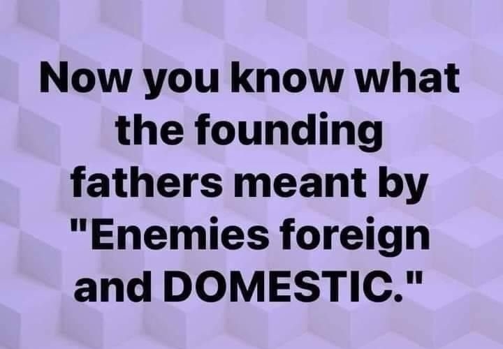 Now you know what the founding fathers meant by Enemies foreign and DOMESTIC