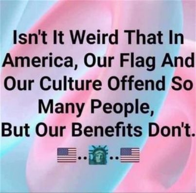 Isnt It Weird That In America Our Flag And Our Culture Offend So Many People But Our Benefits Dont i S 4