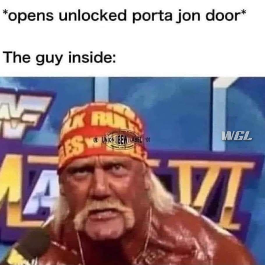 opens unlocked porta jon door The guy inside