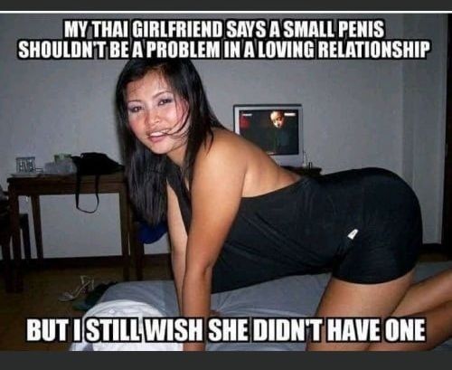 MYTHAI GIRLFRIEND SAYS A SMALL PENIS SHOULDNTTBEAPRO LOVING RELATIONSHIP BUTI SIIIIWISIl SHE DIDNTHAVE ONE