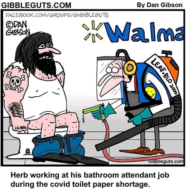 By Dan Gibson Herb working at his bathroom attendant job during the covid toilet paper shortage