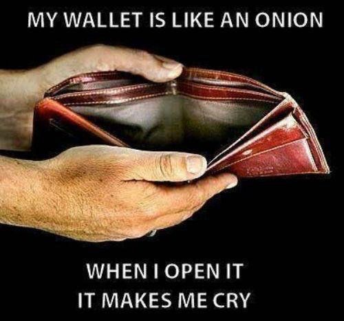 MY WALLET IS LIKE AN ONION WHEN OPEN IT IT MAKES ME CRY