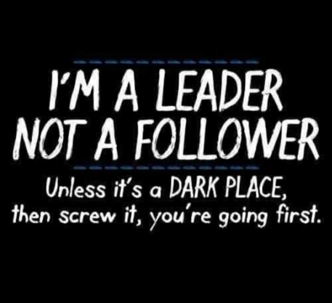 IM A LEADER NOT A FOLLOWER U less its a DARK PLACE crew if youre going first