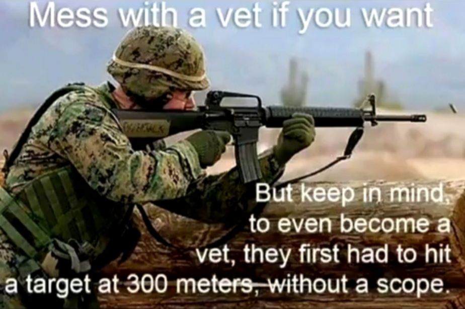 to even become a vet they first had to hit a target at 300 meters without a scope