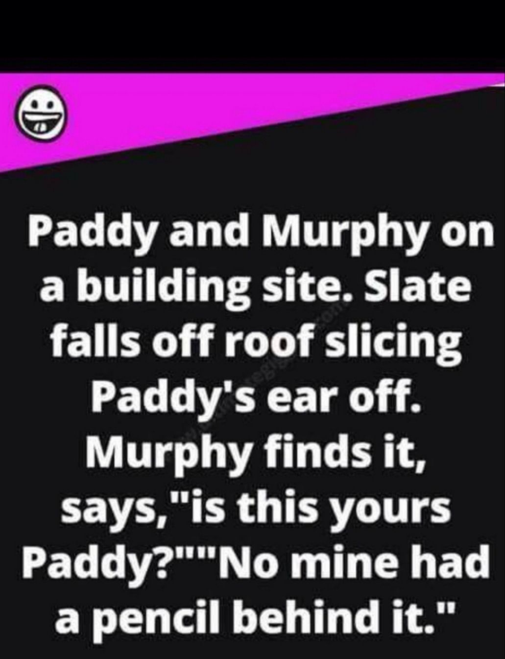 LEL VL TR T AT ERTH G T A R E A falls off roof slicing Paddys ear off Murphy finds it R TR T 45 PaddyNo mine had a pencil behind it