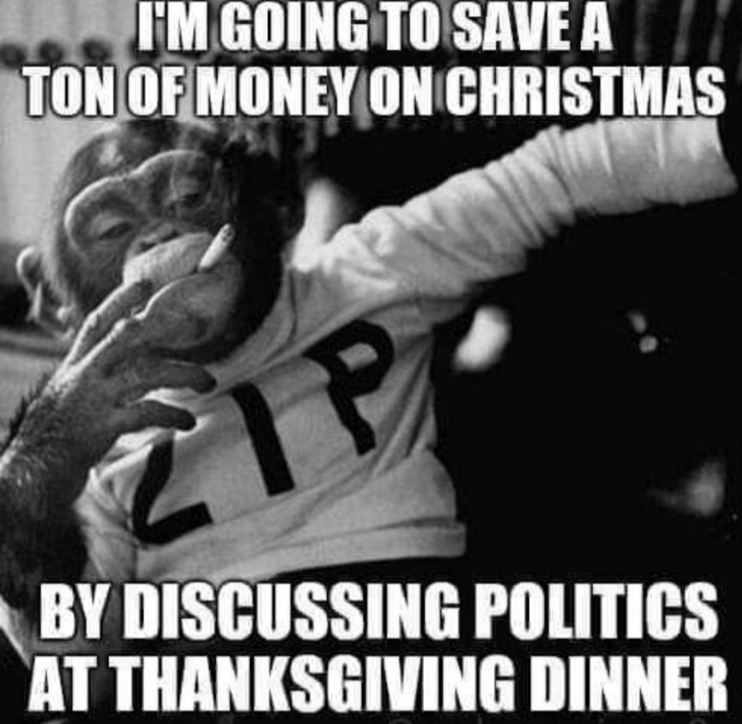 IMGOINGTOSAVE A 1L IIIMIIHEYIIHIIIIIIISTMAS BY DISCUSSING POLITICS AT THANKSGIVING DINNER